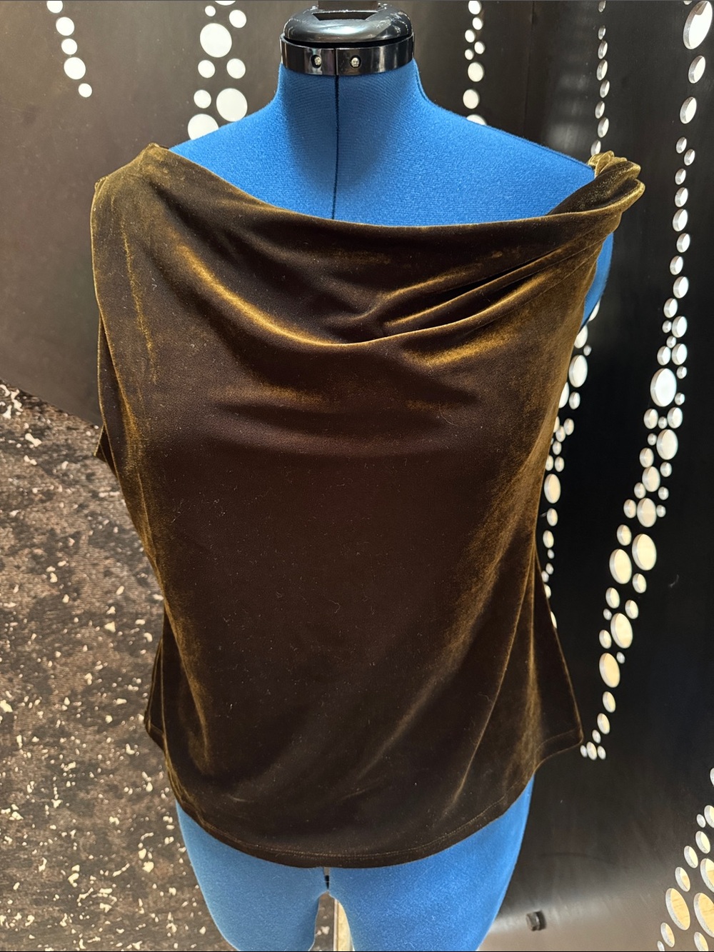 H&M Olive Brown Velvet Off-Shoulder Top